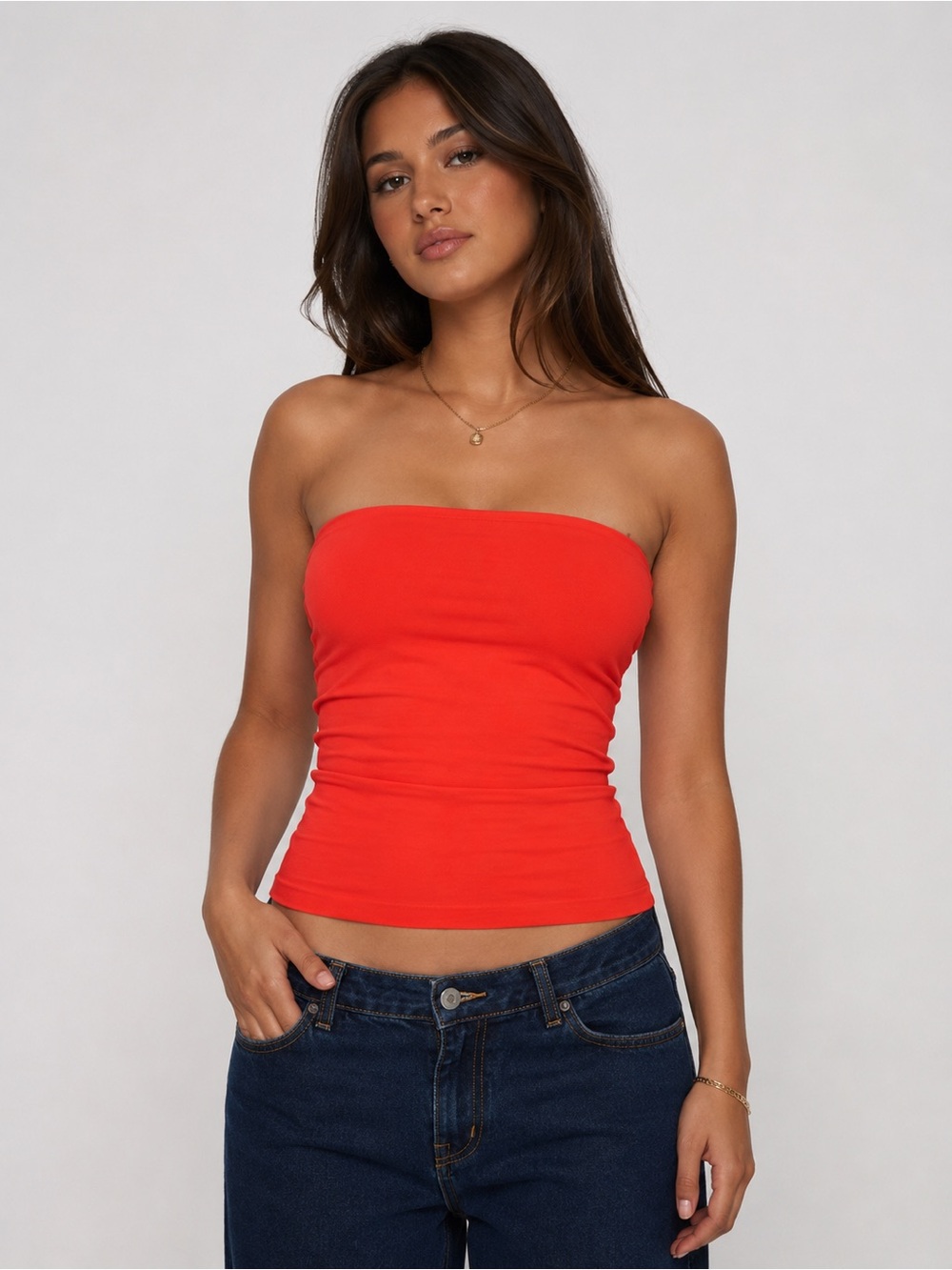 Free People Strapless Fitted Tube Top Orange Casual Feminine